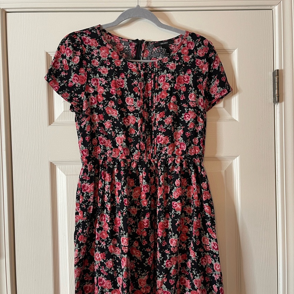 Forever 21 Black and Pink Floral Dress